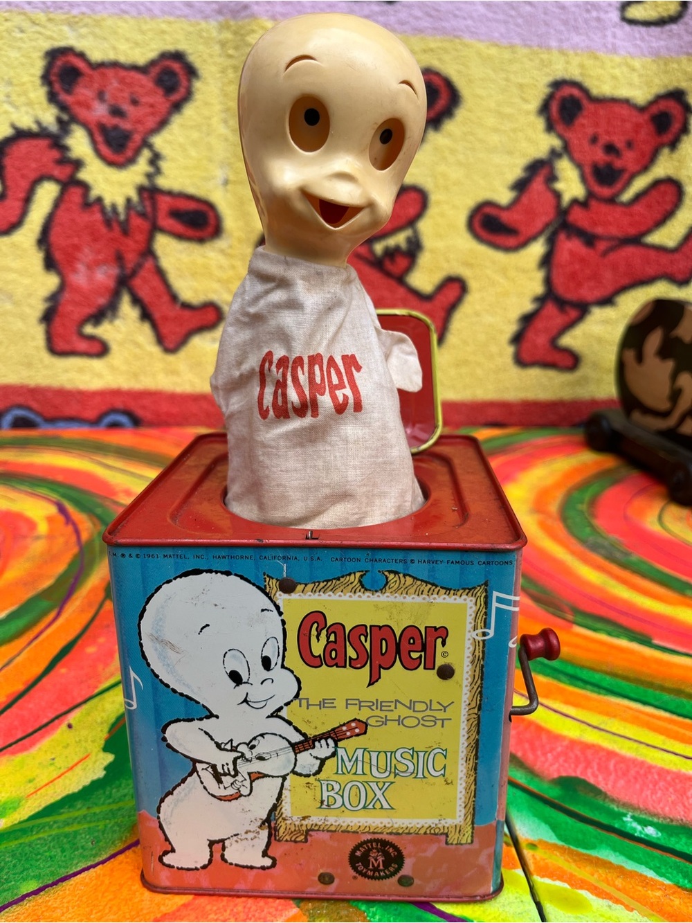 Vintage 1961 Casper Music Box Tin by Mattel – Retro Pop Art Collectible